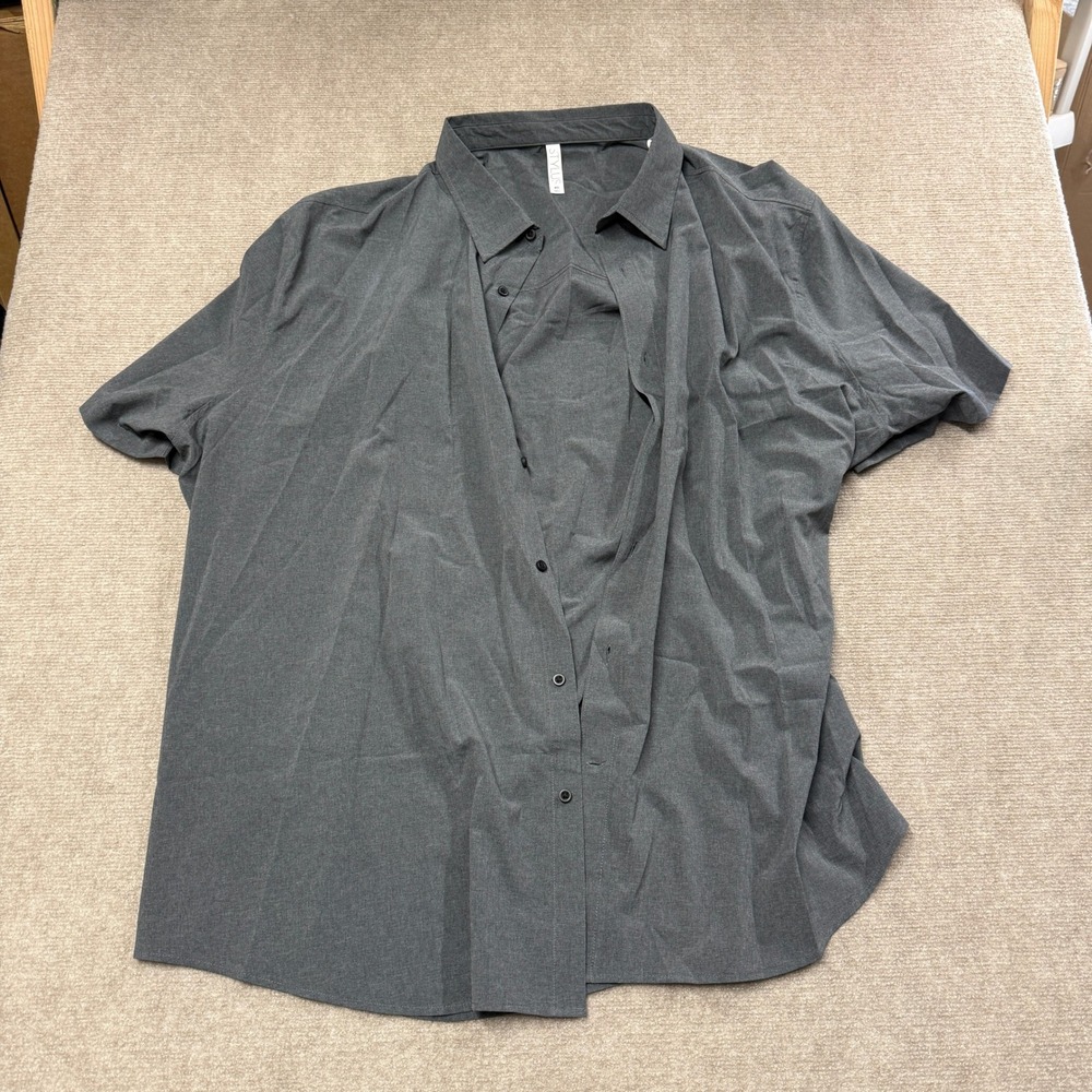MSRP $54 Stylus Mens 4XL Charcoal Smoke Big & Tall Short Sleeve Button Up Shirt